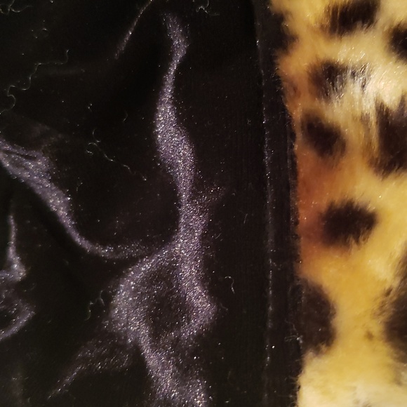 Children's Place Leopard Faux Fur Trim Girls velour hat lined BLACK Warm Soft - Picture 6 of 10